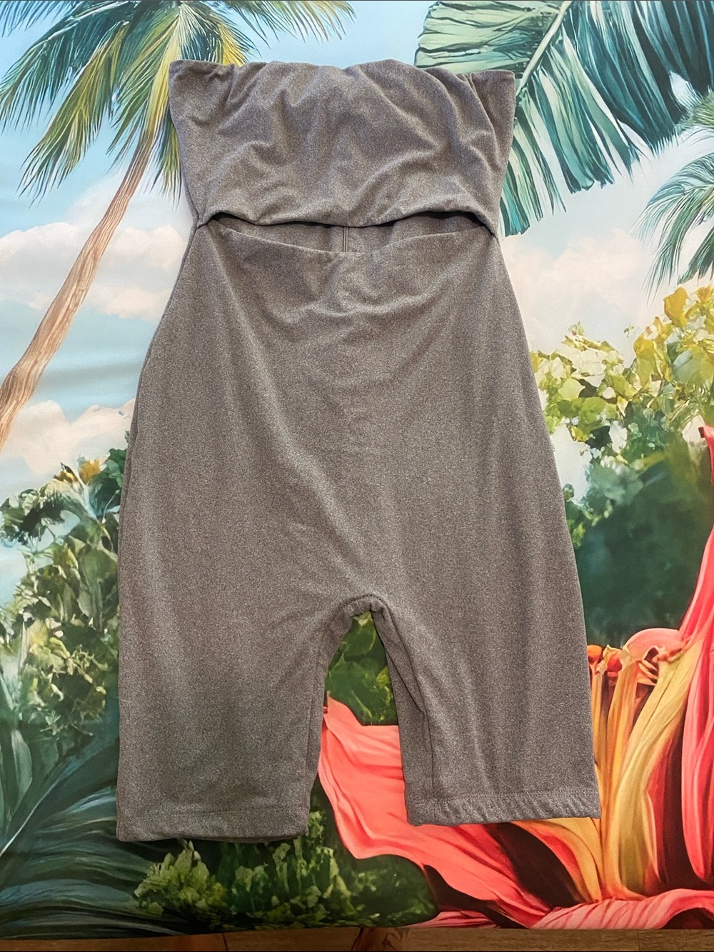 Small Revamped Metallic Gray Strapless Romper shorts